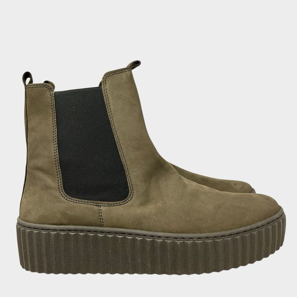 Gabor Lug Sole Gorpcore Boots Leather Platform Chelsea 10 Ankle‎ Green
